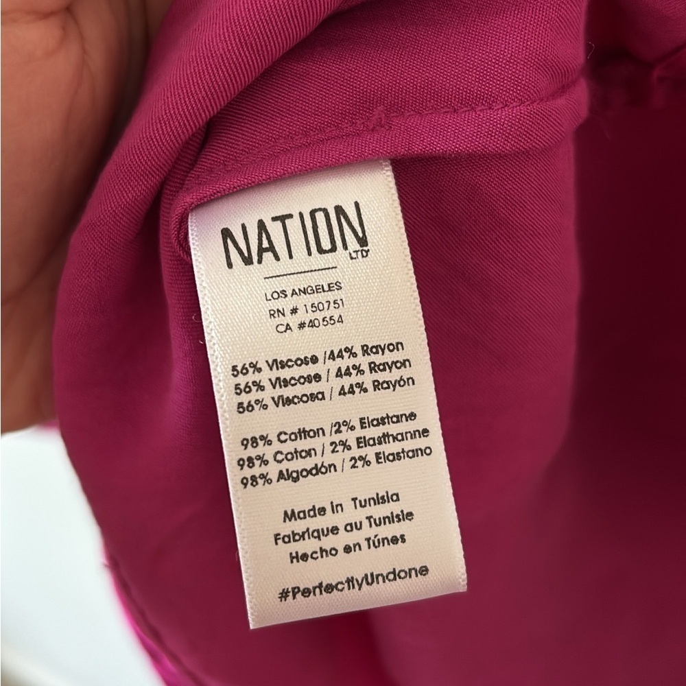 Nation LTD Donna Blouse Top Silky Bell Sleeves in Magenta Pink Size XS - Picture 5 of 5